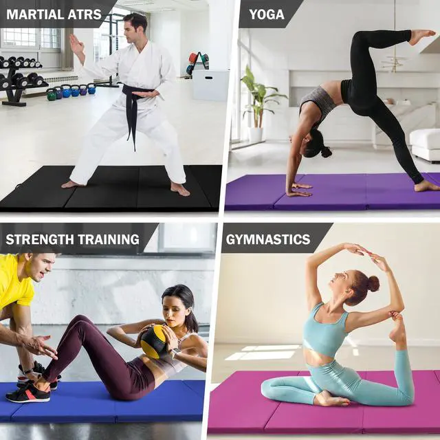 Alt view image 7 of 7 - 4'x8'x2" Gymnastics Mat, Home Exercise Mat with Carrying Handles, Folding Gym Workout Tumbling Mat for Yoga, Pilates, Stretching, MMA, Core Workouts, Fitness Aerobics Mats for Gym Training