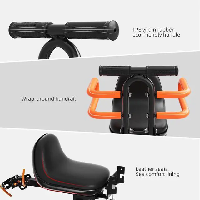 Alt view image 2 of 6 - Child Bike Seat, Kids Bike Seat with Guardrail, High Seat Cushion Backrest Mountain Bike Child Bike Seat, Bicycle Child Safety Seat for Children from 1 to 3 Years Old