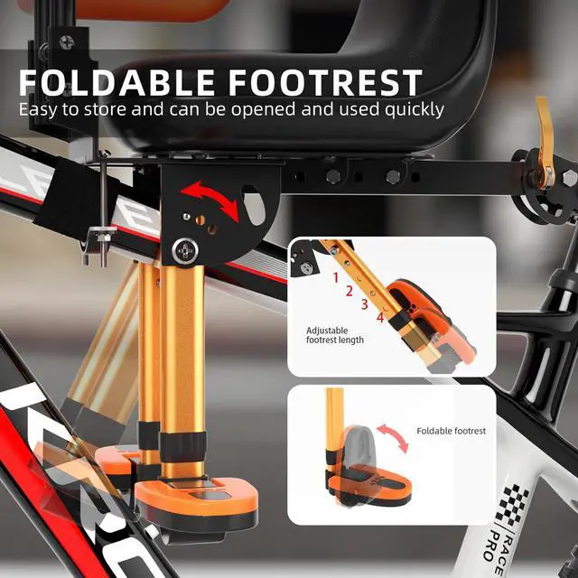 Alt view image 5 of 6 - Child Bike Seat, Kids Bike Seat with Guardrail, High Seat Cushion Backrest Mountain Bike Child Bike Seat, Bicycle Child Safety Seat for Children from 1 to 3 Years Old