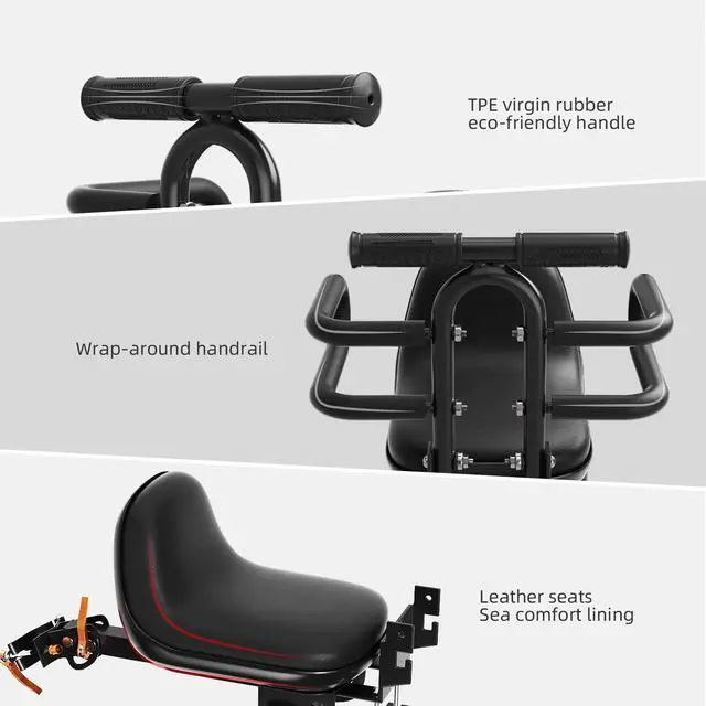 Alt view image 2 of 6 - Child Bike Seat, Kids Bike Seat with Guardrail, High Seat Cushion Backrest Mountain Bike Child Bike Seat, Bicycle Child Safety Seat for Children from 1 to 3 Years Old