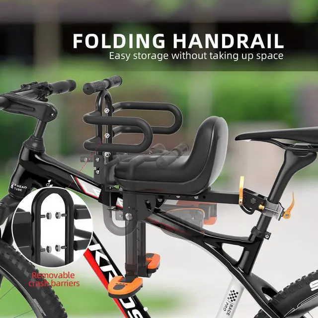Alt view image 4 of 6 - Child Bike Seat, Kids Bike Seat with Guardrail, High Seat Cushion Backrest Mountain Bike Child Bike Seat, Bicycle Child Safety Seat for Children from 1 to 3 Years Old