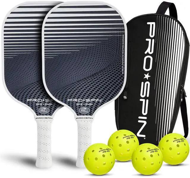 Main image of Carbon Fiber Pickleball Paddles Set of 2 | Lightweight Pickleball Set with Indoor/Outdoor Balls and Bag Durable Pickle Ball Paddle Gift for Men, Women & Families