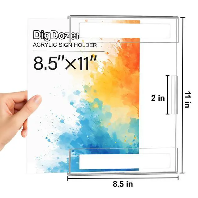 Alt view image 2 of 7 - 20 Pcs Acrylic Sign Holder 8.5 x 11, Dual-Purpose Wall Mount Sign Holders | Clear Plastic Frames Paper Display Sign Holders for Office, Store, Restaurant - Horizontal or Vertical with Adhesive