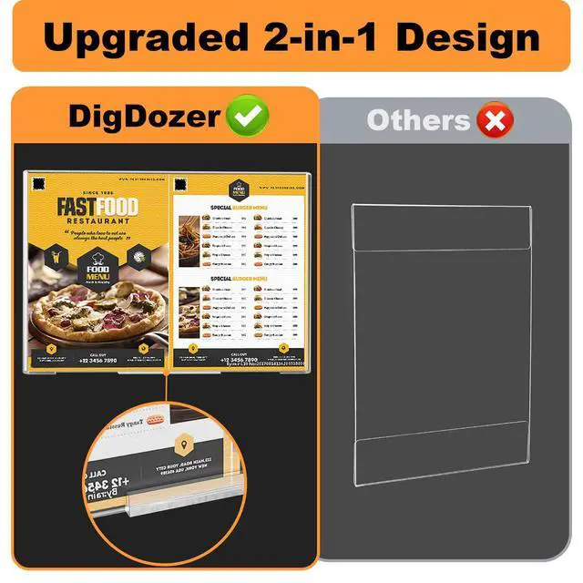Alt view image 4 of 7 - 20 Pcs Acrylic Sign Holder 8.5 x 11, Dual-Purpose Wall Mount Sign Holders | Clear Plastic Frames Paper Display Sign Holders for Office, Store, Restaurant - Horizontal or Vertical with Adhesive