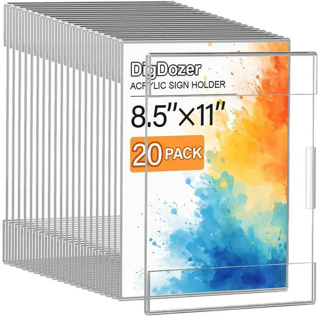Main image of 20 Pcs Acrylic Sign Holder 8.5 x 11, Dual-Purpose Wall Mount Sign Holders | Clear Plastic Frames Paper Display Sign Holders for Office, Store, Restaurant - Horizontal or Vertical with Adhesive