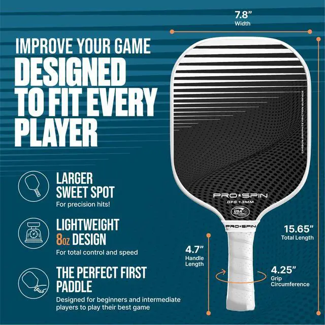 Alt view image 4 of 7 - Carbon Fiber Pickleball Paddles Set of 2 | Lightweight Pickleball Set with Indoor/Outdoor Balls and Bag Durable Pickle Ball Paddle Gift for Men, Women & Families