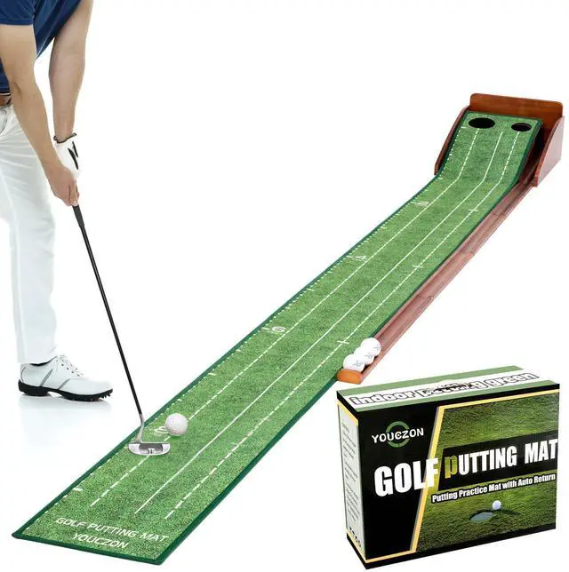 Main image of Putting Green Indoor,Golf Putting Mat with Auto Ball Return,Premium Crystal Velvet Surface, Practice Putting mat, Perfect Training Aid & Gift for Golf Lovers Christmas