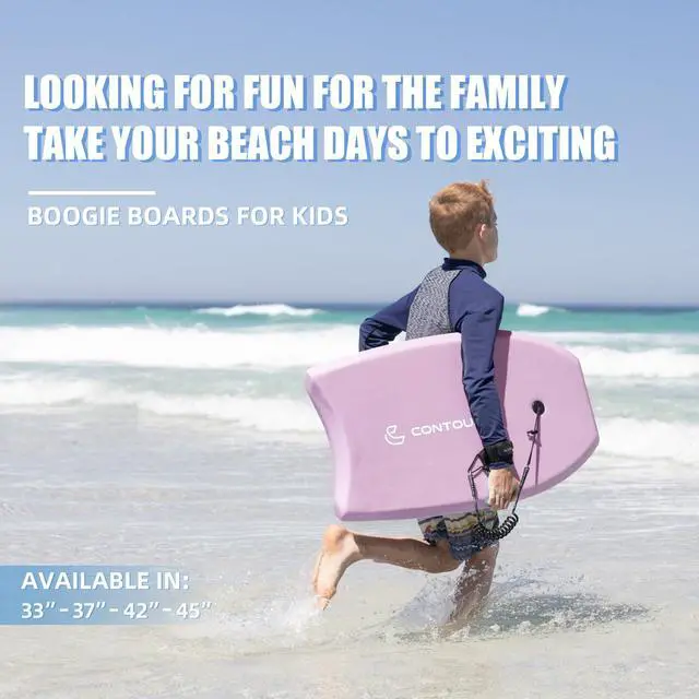 Alt view image 6 of 7 - Reed Body Board 33 Inches Bodyboard Body Boards for Beach Kids Lightweight EPS Core Dual Channel Double Swivel Coiled Wrist Leash for All Surfing Levels