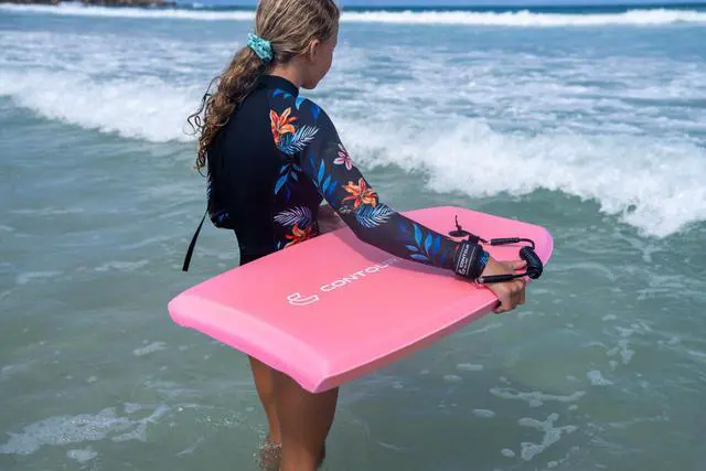 Alt view image 7 of 7 - Reed Body Board 33 Inches Bodyboard Body Boards for Beach Kids Lightweight EPS Core Dual Channel Double Swivel Coiled Wrist Leash for All Surfing Levels