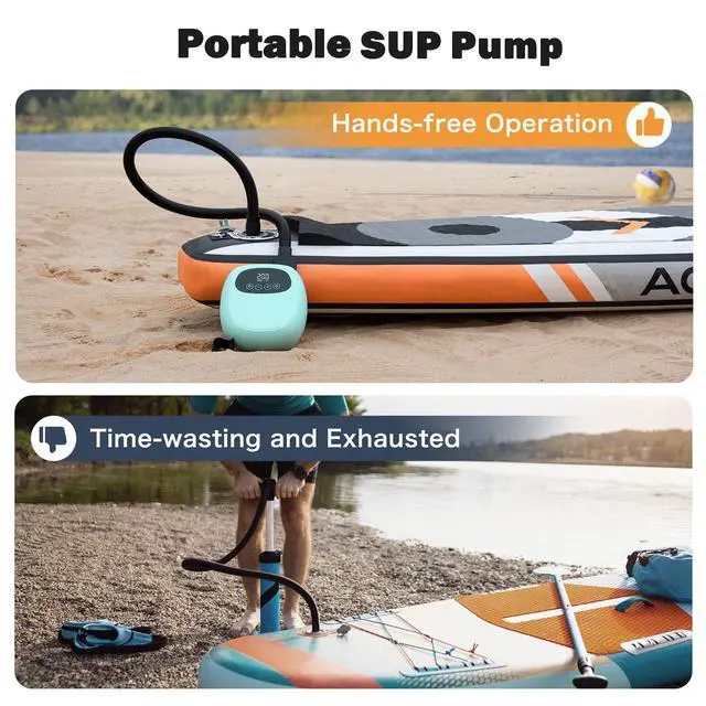 Alt view image 4 of 7 - Paddle Board Electric Pump, Rechargeable Battery-Powered Auto-Off | 20 PSI Portable Cordless Dual-Stage Inflation/Deflation, with 7 Valve Adapters, Inflatables for Kayaks, Wind Wings, SUPs
