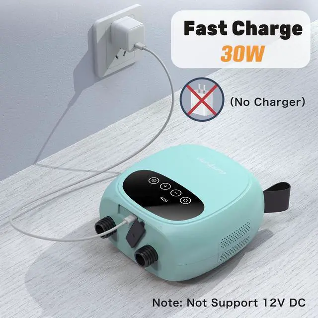 Alt view image 5 of 7 - Paddle Board Electric Pump, Rechargeable Battery-Powered Auto-Off | 20 PSI Portable Cordless Dual-Stage Inflation/Deflation, with 7 Valve Adapters, Inflatables for Kayaks, Wind Wings, SUPs