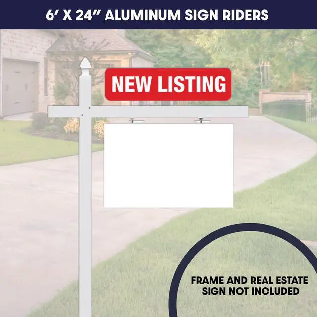 Alt view image 3 of 4 - Real Estate Sign Riders | Set of 6 Aluminum (Metal) Printed Signs with Different Messages for Real Estate | 24x6 Inches | White with Black Text
