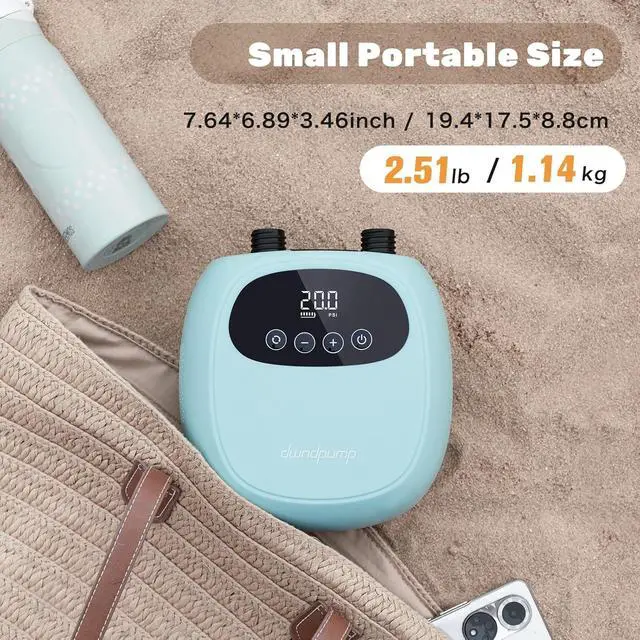 Alt view image 6 of 7 - Paddle Board Electric Pump, Rechargeable Battery-Powered Auto-Off | 20 PSI Portable Cordless Dual-Stage Inflation/Deflation, with 7 Valve Adapters, Inflatables for Kayaks, Wind Wings, SUPs