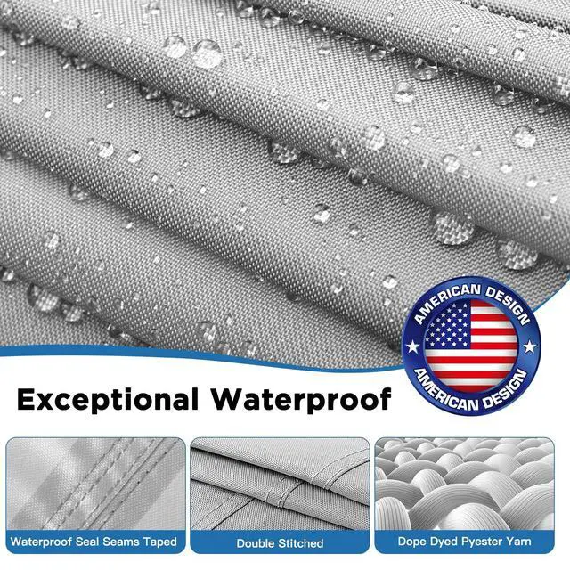 Alt view image 2 of 7 - 800D Heavy Duty Waterproof Boat Cover 16-18.5 ft, Grey | Fits Bass/V-Hull/Runabout/Fishing/Bowrider Boats - Canvas Protective Cover with Motor Cover for 16 17 18.5 Foot Boats