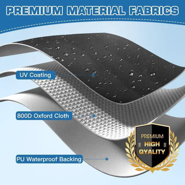 Alt view image 3 of 7 - 800D Heavy Duty Waterproof Boat Cover 16-18.5 ft, Grey | Fits Bass/V-Hull/Runabout/Fishing/Bowrider Boats - Canvas Protective Cover with Motor Cover for 16 17 18.5 Foot Boats