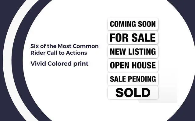 Alt view image 4 of 4 - Real Estate Sign Riders | Set of 6 Aluminum (Metal) Printed Signs with Different Messages for Real Estate | 24x6 Inches | White with Black Text