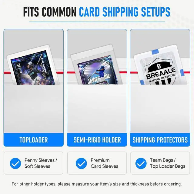 Alt view image 3 of 7 - 500 Pack Trading Card Mailer Envelopes, 7" x 4.35" White Card Shipping Envelopes, Self-Seal Shell Mailers with Easy-Open Tear Strip for Toploaders, Semi-Rigid Holders, Sports Cards & TCG