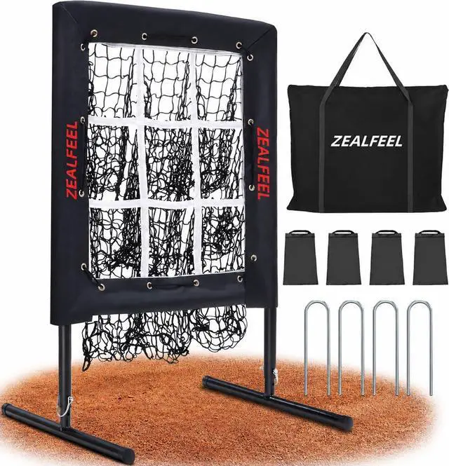 Main image of Baseball Pitching Net, 9 Hole Pitching Target Net with Strike Zone, 5 Height Adjustable Throwing Trainer, Heavy Duty Baseball Softball Net with Carry Bag for Solo Practice