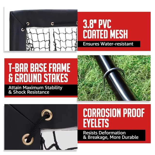 Alt view image 5 of 7 - Baseball Pitching Net, 9 Hole Pitching Target Net with Strike Zone, 5 Height Adjustable Throwing Trainer, Heavy Duty Baseball Softball Net with Carry Bag for Solo Practice