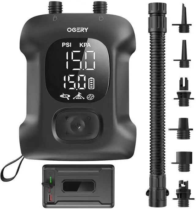 Main image of Paddle Board Electric Pump, Inflates 4.5 SUPs Long-Lasting Battery, 20PSI SUP Pump Auto-Off Dual Stage Fast Inflation & Deflation, Cordless Rechargeable Air Pump for SUP Kayak Boat Tent