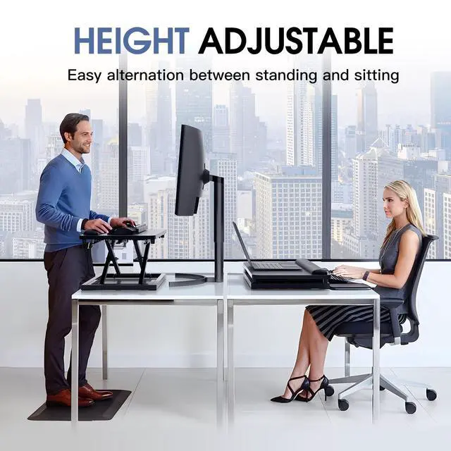 Alt view image 2 of 6 - Standing Keyboard Tray Keyboard stand, Adjustable Height Keyboard and Mouse Riser for Desktop,For Ergonomic Sit Stand Workstations With Wrist RestLaptop Desk 26.7 x 11.7 Inch(Black)