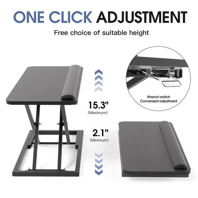 Alt view image 3 of 6 - Standing Keyboard Tray Keyboard stand, Adjustable Height Keyboard and Mouse Riser for Desktop,For Ergonomic Sit Stand Workstations With Wrist RestLaptop Desk 26.7 x 11.7 Inch(Black)