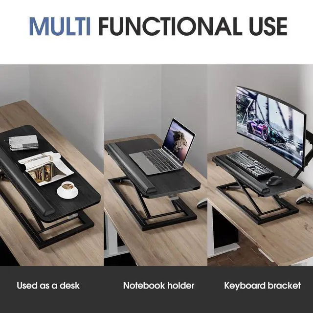 Alt view image 5 of 6 - Standing Keyboard Tray Keyboard stand, Adjustable Height Keyboard and Mouse Riser for Desktop,For Ergonomic Sit Stand Workstations With Wrist RestLaptop Desk 26.7 x 11.7 Inch(Black)
