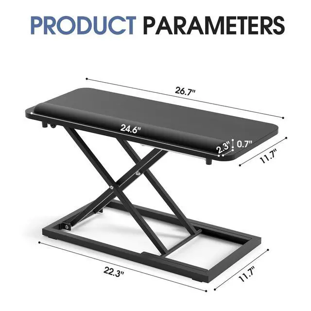 Alt view image 6 of 6 - Standing Keyboard Tray Keyboard stand, Adjustable Height Keyboard and Mouse Riser for Desktop,For Ergonomic Sit Stand Workstations With Wrist RestLaptop Desk 26.7 x 11.7 Inch(Black)