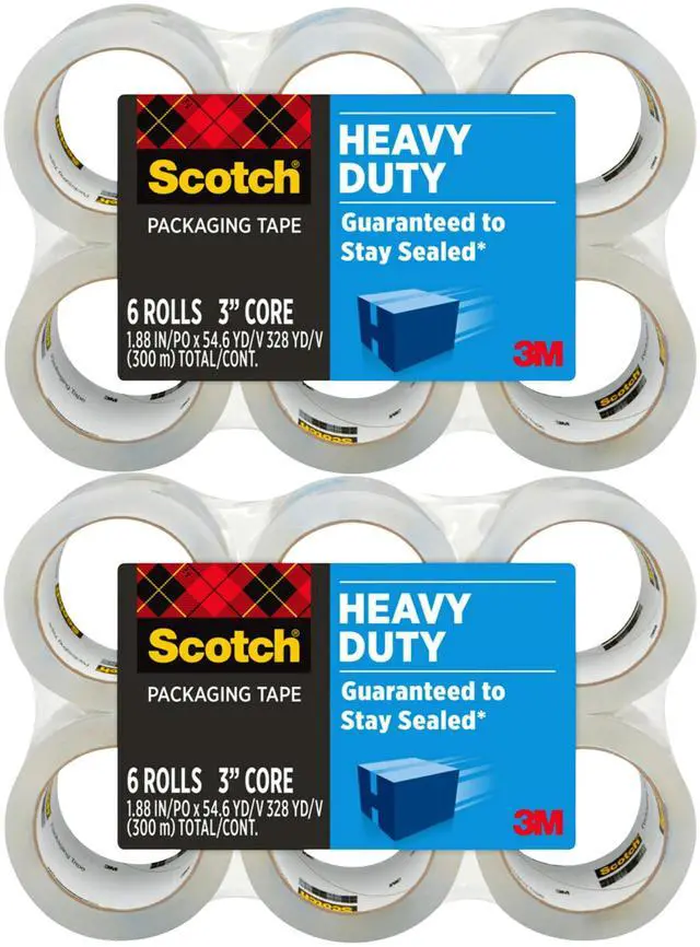 Main image of Heavy Duty Shipping Packaging Tape 3850, Clear, 1.88 in x 54.6 yd (48 mm x 50 m), 12 Pack (12 Rolls), 3.0 Mil Box Sealing Tape