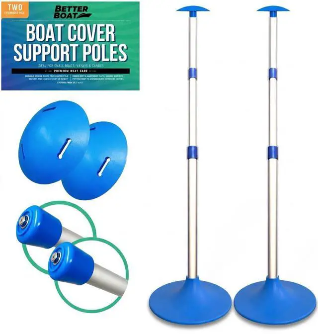 Main image of Boat Cover Support Poles 2 Pack, Adjustable Twist Lock, Snap and Mushroom Tops Included, Marine Grade Aluminum for Pontoon Jon Boat Tarp