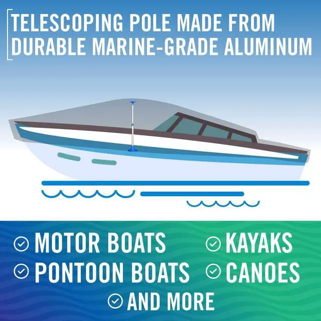 Alt view image 2 of 7 - Boat Cover Support Poles 2 Pack, Adjustable Twist Lock, Snap and Mushroom Tops Included, Marine Grade Aluminum for Pontoon Jon Boat Tarp