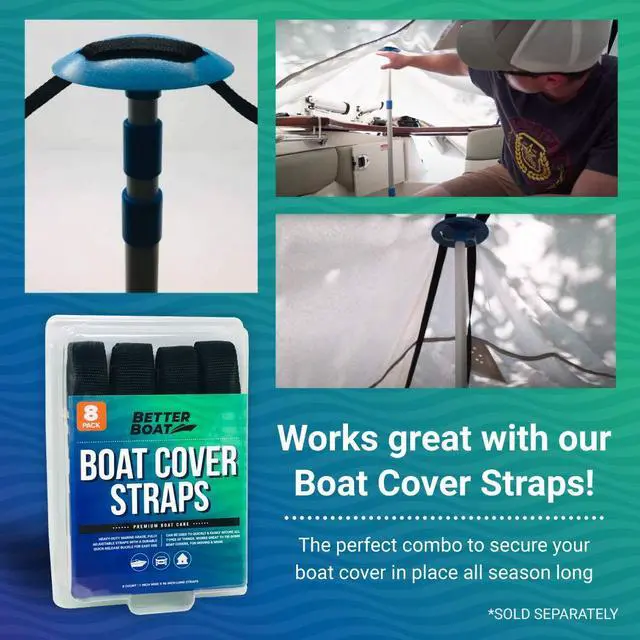 Alt view image 6 of 7 - Boat Cover Support Poles 2 Pack, Adjustable Twist Lock, Snap and Mushroom Tops Included, Marine Grade Aluminum for Pontoon Jon Boat Tarp