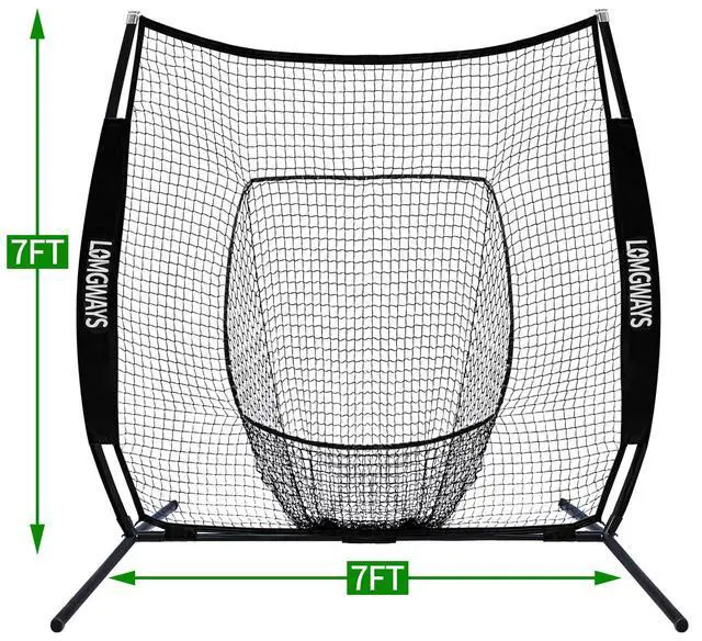 Alt view image 3 of 7 - 7x7ft/8x8ft Baseball Softball Net with Steel Frame for Batting, Hitting, Pitching, Portable Baseball Batting Net with Carry Bag, Great for All Levels