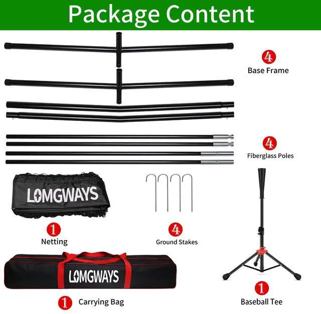 Alt view image 2 of 7 - 7x7ft/8x8ft Baseball Softball Net with Steel Frame for Batting, Hitting, Pitching, Portable Baseball Batting Net with Carry Bag, Great for All Levels