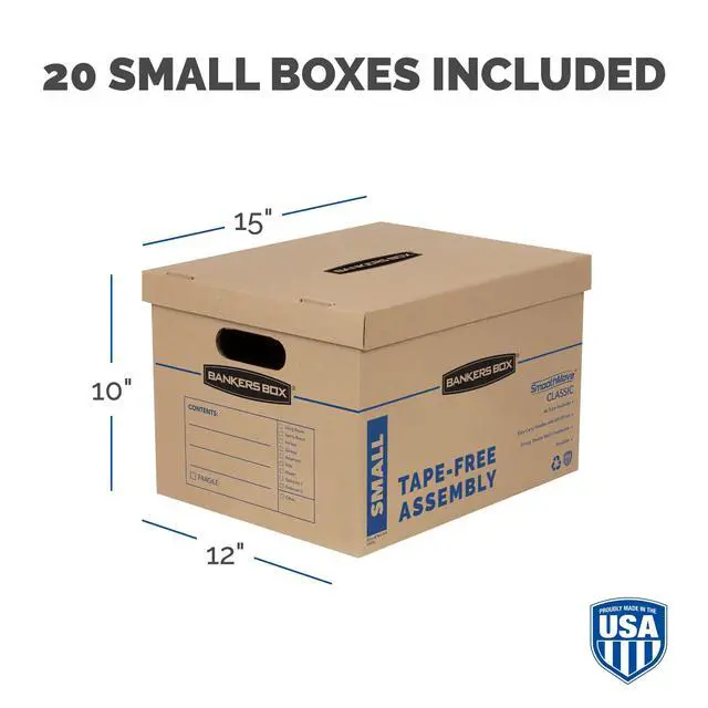 Alt view image 3 of 6 - 20-Pack Small Classic Moving Boxes with Reinforced Handles | Pack books, files, and dense items with sturdy small boxes built for easy carrying and organized moves