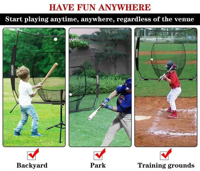 Alt view image 6 of 7 - 7x7ft/8x8ft Baseball Softball Net with Steel Frame for Batting, Hitting, Pitching, Portable Baseball Batting Net with Carry Bag, Great for All Levels