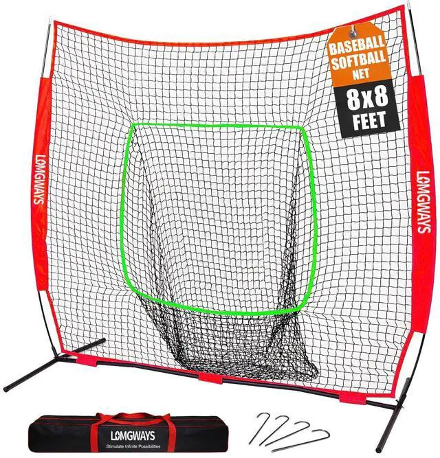 Main image of 7x7ft/8x8ft Baseball Softball Net with Steel Frame for Batting, Hitting, Pitching, Portable Baseball Batting Net with Carry Bag, Great for All Levels