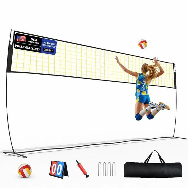 Main image of Volleyball Net Set 12FT / 20FT, Portable Volleyball Net with Adjustable Height, Backyard Practice and Group Play