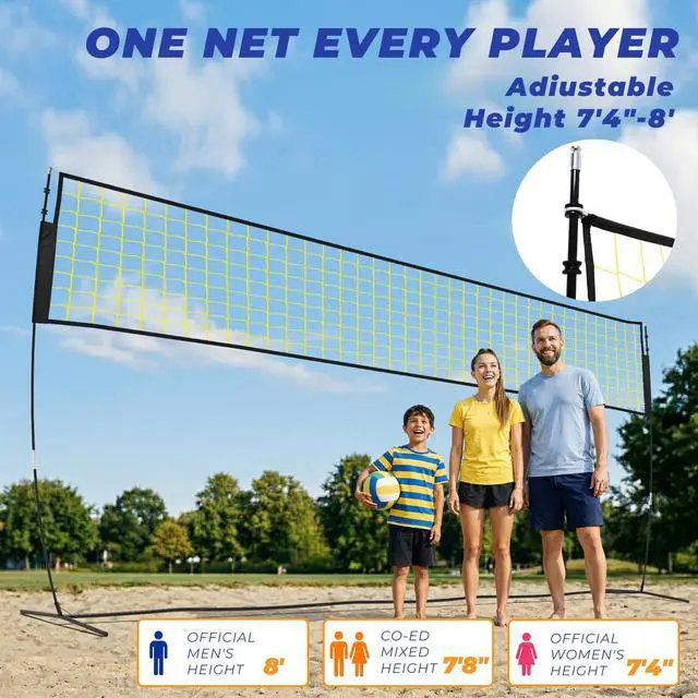 Alt view image 2 of 6 - Volleyball Net Set 12FT / 20FT, Portable Volleyball Net with Adjustable Height, Backyard Practice and Group Play