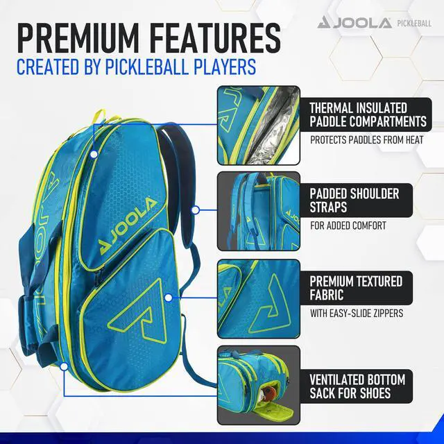 Alt view image 5 of 6 - Tour Elite Pickleball Bag Backpack & Duffle Bag for Paddles & Pickleball Accessories Thermal Insulated Pockets Hold 4+ Paddles - Includes Fence Hook
