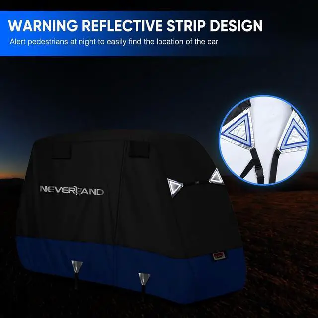 Alt view image 7 of 7 - Golf Cart Cover 4 Passenger 600D Heavy Duty Outdoor Waterproof | Side Zipper Door, Air Vents, Triangular Straps All Weather Protection for EZGO Yamaha Club Car 4 Seat (Up to 115 Inch)