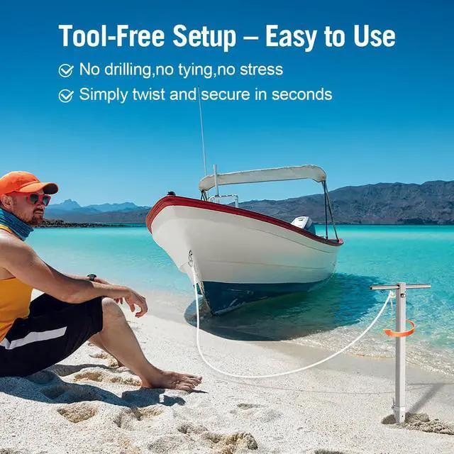 Alt view image 5 of 7 - 22" 44.5" Screw-in Sand Anchor Pole, One-Piece Non-Welded Auger, 304 Stainless Steel, Self-Locking Nuts - Heavy Duty Shallow Water Anchor for Boat, Jet Ski, Kayak, Pontoon, PWC