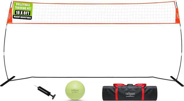 Main image of 12FT/18FT Portable Volleyball Net with Height Adjustable Poles System | Indoor & Outdoor Freestanding Practice Net, PU Volleyball, Carry Bag for Backyard, Beach, All Ages Training, Hitting