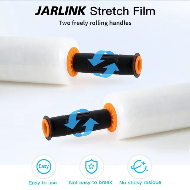 Alt view image 5 of 7 - Stretch Film, 15" x 1000' Shrink Pallet Wrap W/Handles, 60 Gauge | 4 Pack Clear stretch wrap Rolls, Industrial Strength Heavy Duty Plastic Stretch Wrap Moving, Packing, and Shipping