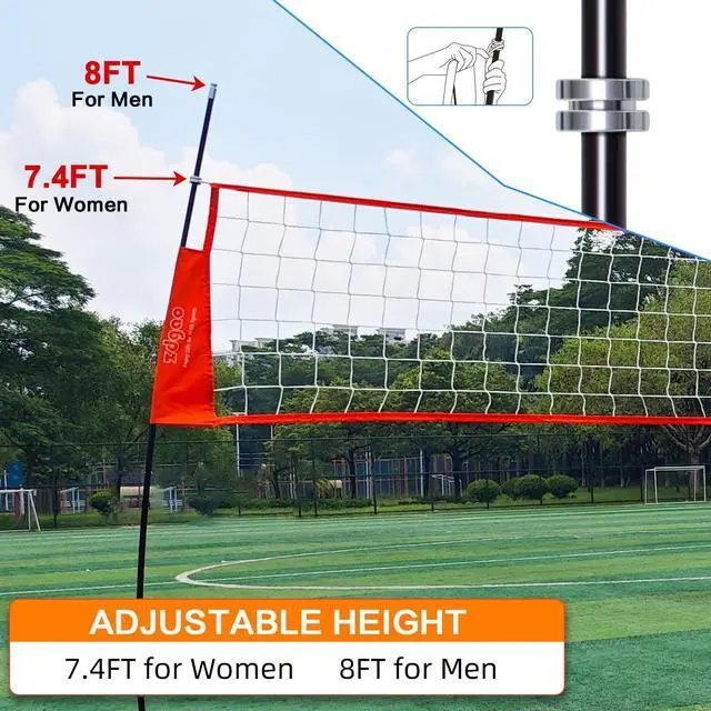 Alt view image 4 of 6 - 12FT/18FT Portable Volleyball Net with Height Adjustable Poles System | Indoor & Outdoor Freestanding Practice Net, PU Volleyball, Carry Bag for Backyard, Beach, All Ages Training, Hitting