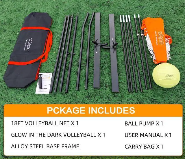 Alt view image 5 of 7 - 12FT/18FT Portable Volleyball Net with Height Adjustable Poles System | Indoor & Outdoor Freestanding Practice Net, PU Volleyball, Carry Bag for Backyard, Beach, All Ages Training, Hitting