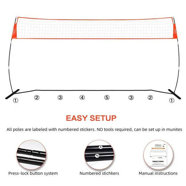 Alt view image 5 of 6 - 12FT/18FT Portable Volleyball Net with Height Adjustable Poles System | Indoor & Outdoor Freestanding Practice Net, PU Volleyball, Carry Bag for Backyard, Beach, All Ages Training, Hitting
