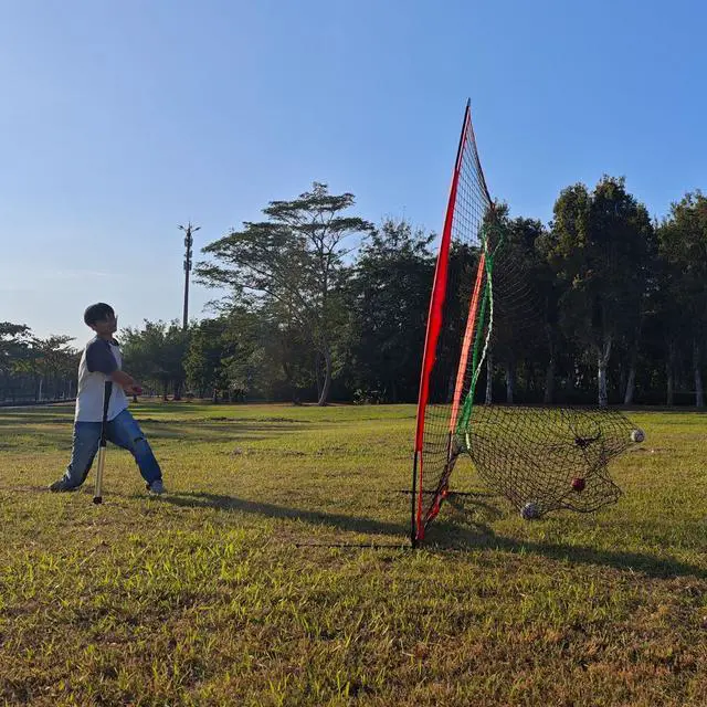 Alt view image 4 of 7 - 7x7FT Baseball Net for Any Skill Level Players to Batting&Hitting&Pitching | Complete Set-Net&Carry Bag&Ground Stake(Stable&Portable);Tear-resistant Fabric&Metal Frame;Easy Setup