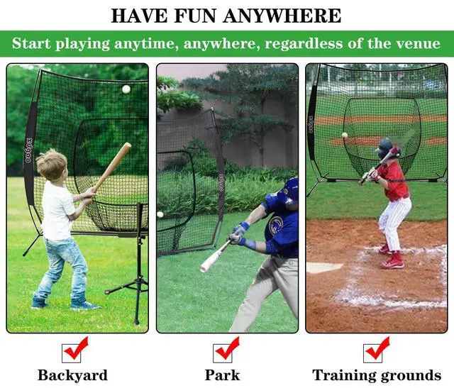 Alt view image 3 of 7 - 7x7FT Baseball Net for Any Skill Level Players to Batting&Hitting&Pitching | Complete Set-Net&Carry Bag&Ground Stake(Stable&Portable);Tear-resistant Fabric&Metal Frame;Easy Setup