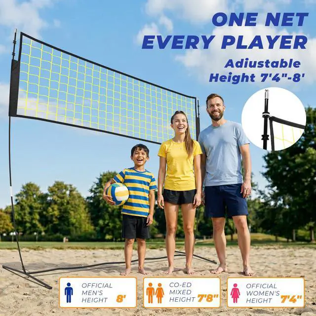 Alt view image 3 of 6 - Volleyball Net Set 12FT / 20FT, Portable Volleyball Net with Adjustable Height, Backyard Practice and Group Play